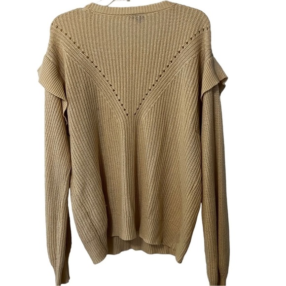 Misa Los Angeles Ruffle Flutter Sleeve Knit Sweater XL beige neutral feminine - Picture 5 of 14